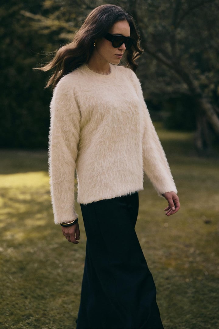 Oversize Tüylü Soft Kazak KREM 8270