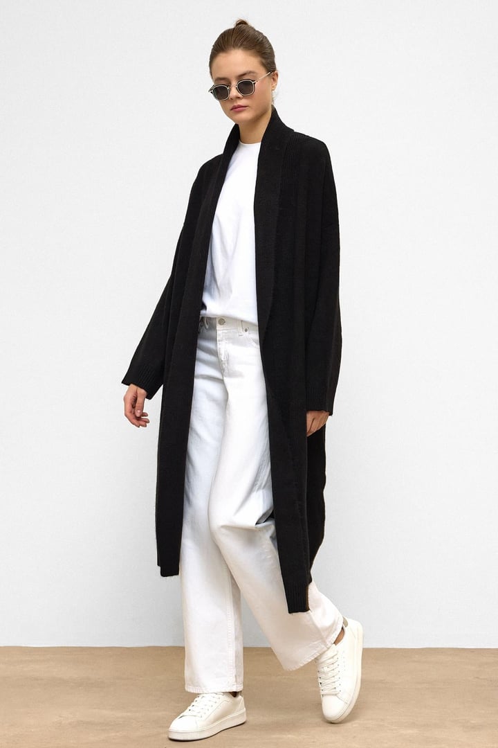 Oversize Long Knit Cardigan BLACK 8271