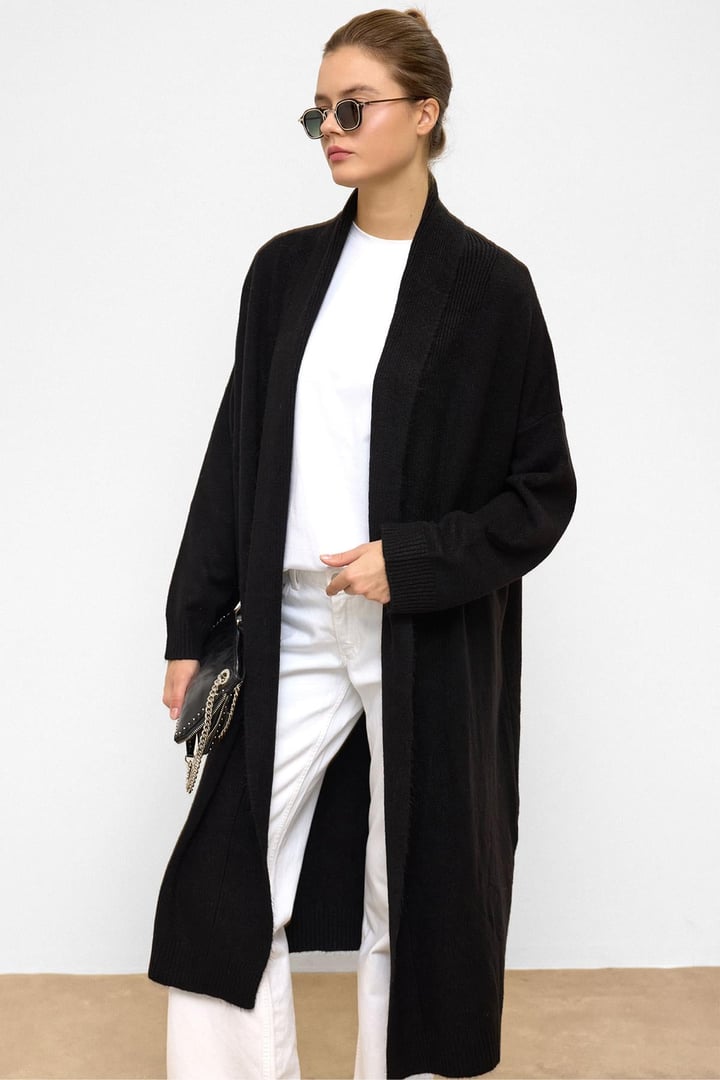 Oversize Long Knit Cardigan BLACK 8271