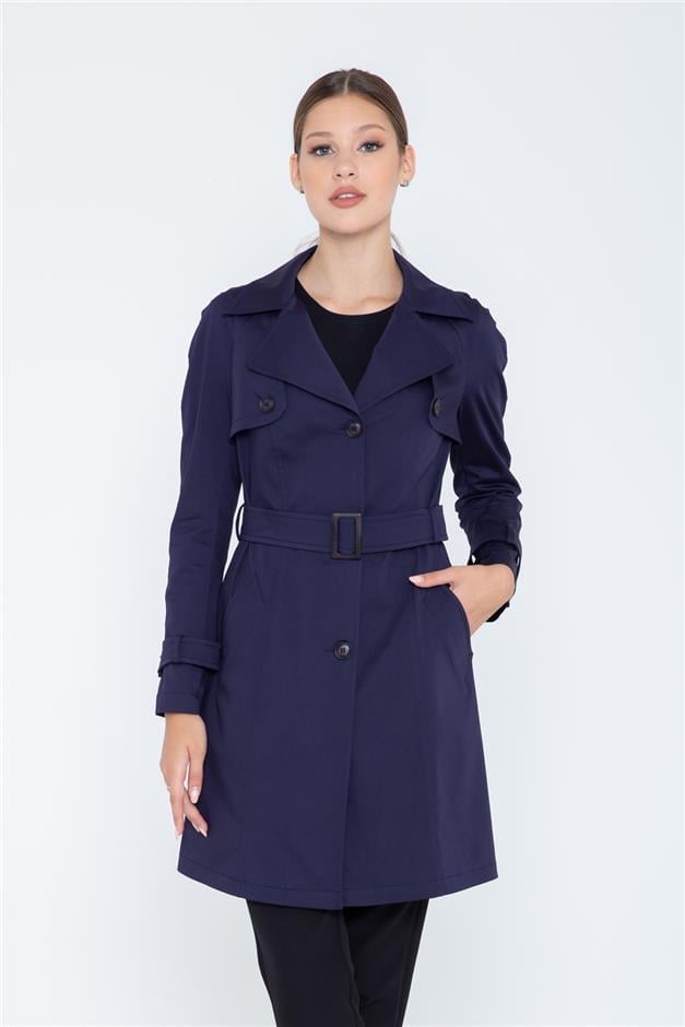 REGLAN KOL ASTARSIZ PAMUK TRENÇKOT LACİVERT 5941