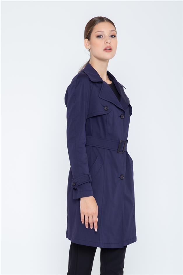 REGLAN KOL ASTARSIZ PAMUK TRENÇKOT LACİVERT 5941