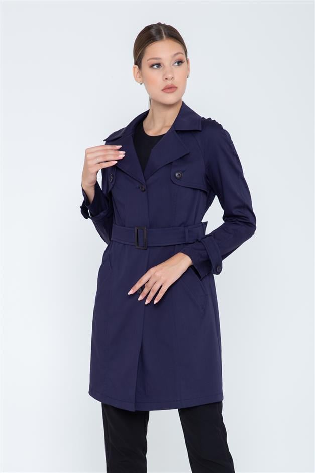 REGLAN KOL ASTARSIZ PAMUK TRENÇKOT LACİVERT 5941