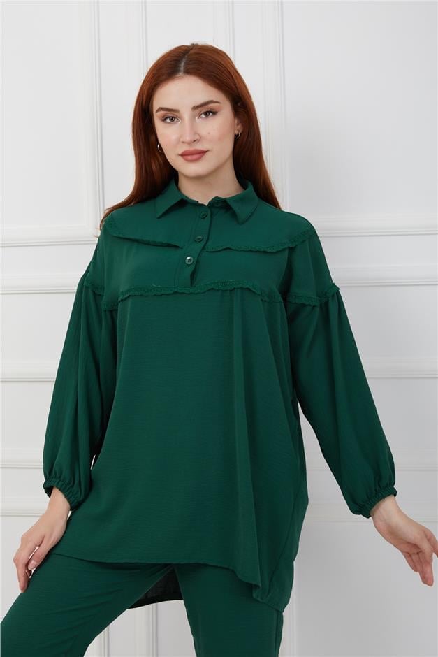 Robası Dantel Detaylı Pantolon Tunik Takım K. YEŞİL 9171-Y