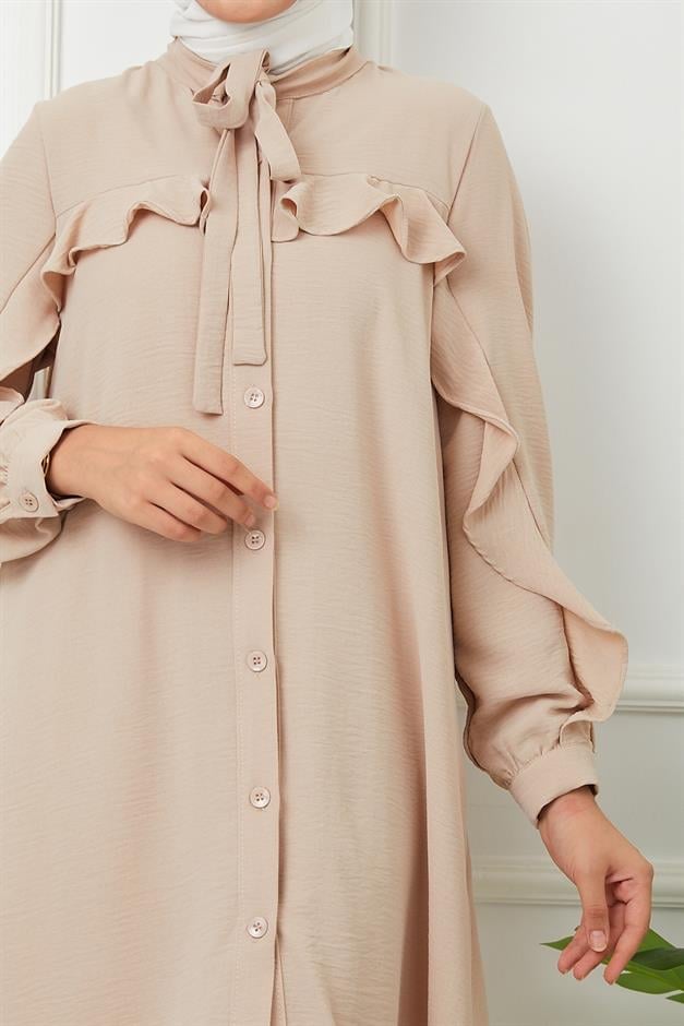 Robası ve Kolları Fırfırlı Pantolon Tunik Takım A.KAMEL 9175