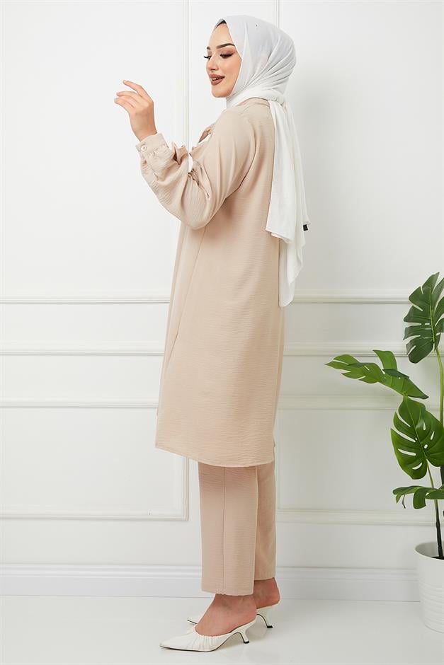 Robası ve Kolları Fırfırlı Pantolon Tunik Takım A.KAMEL 9175