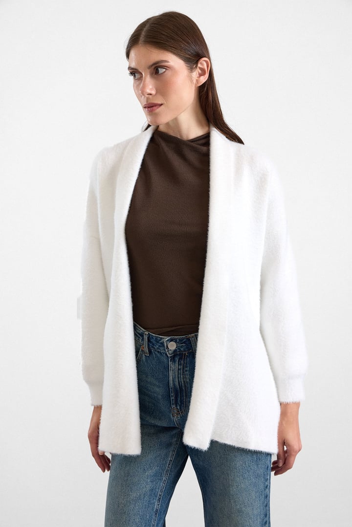 Salaş Soft Kumaş Triko Hırka BEYAZ 8299