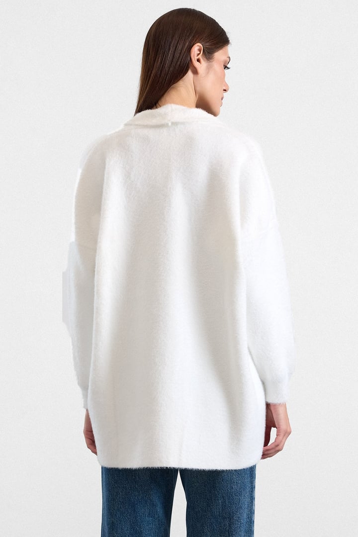 Salaş Soft Kumaş Triko Hırka BEYAZ 8299