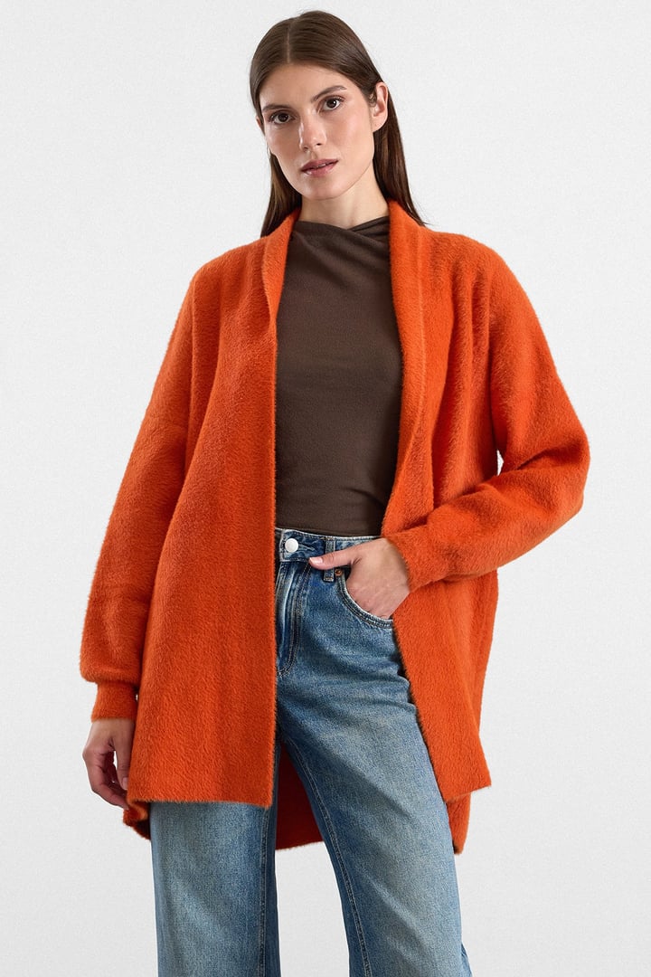 Salaş Soft Kumaş Triko Hırka ORANJ 8299