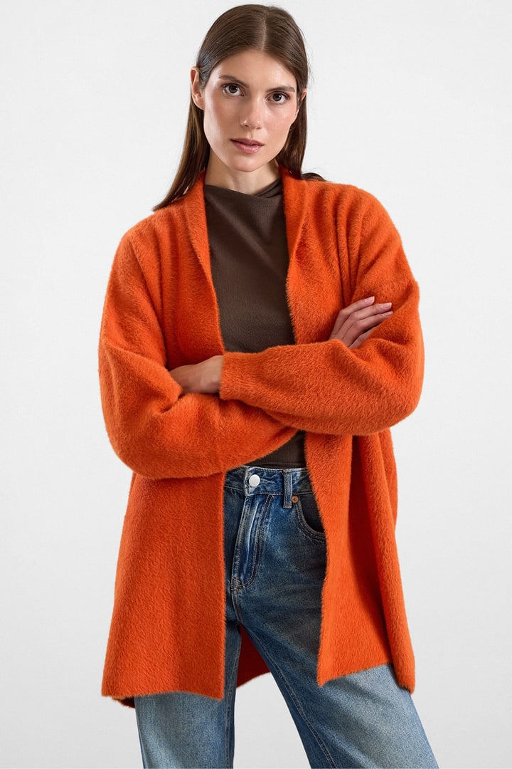 Salaş Soft Kumaş Triko Hırka ORANJ 8299