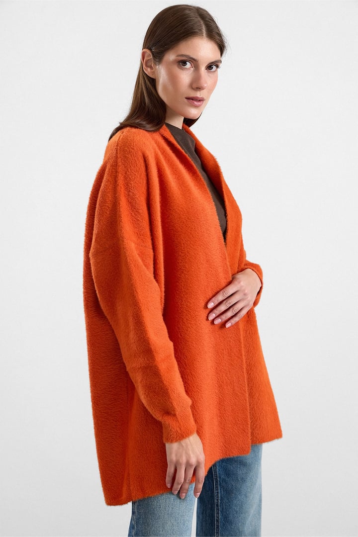 Salaş Soft Kumaş Triko Hırka ORANJ 8299