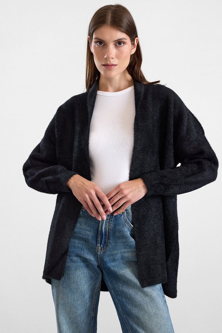 Salaş Soft Kumaş Triko Hırka SİYAH 8299