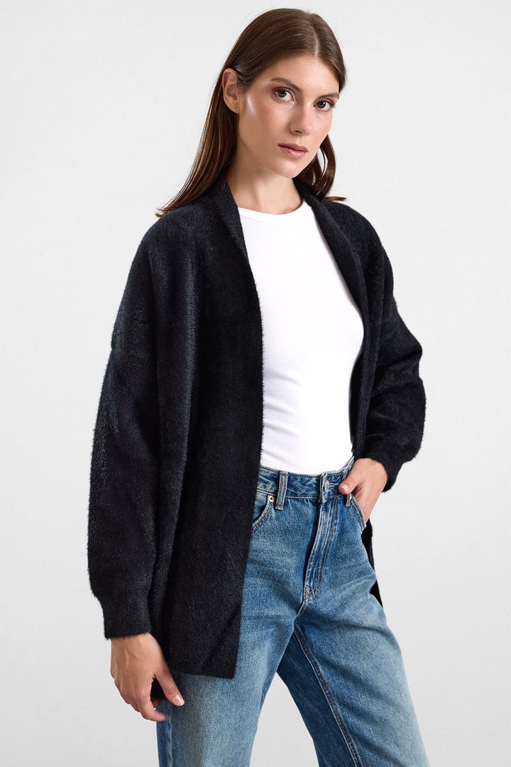 Salaş Soft Kumaş Triko Hırka SİYAH 8299
