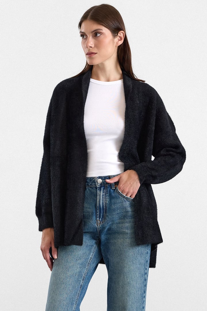 Salaş Soft Kumaş Triko Hırka SİYAH 8299