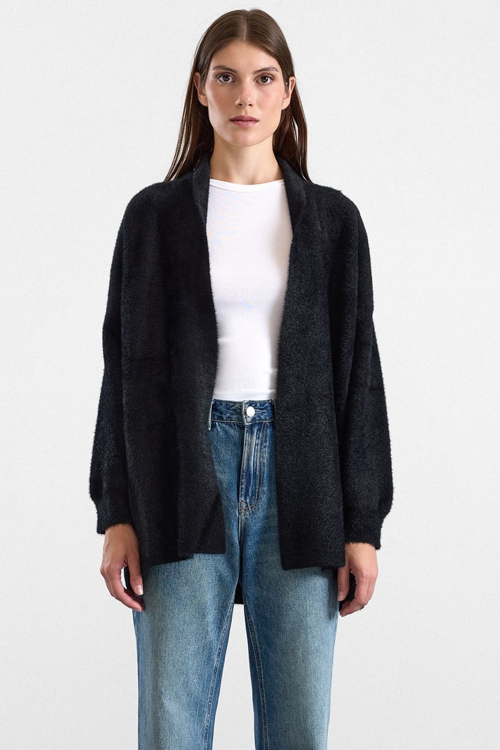 Salaş Soft Kumaş Triko Hırka SİYAH 8299