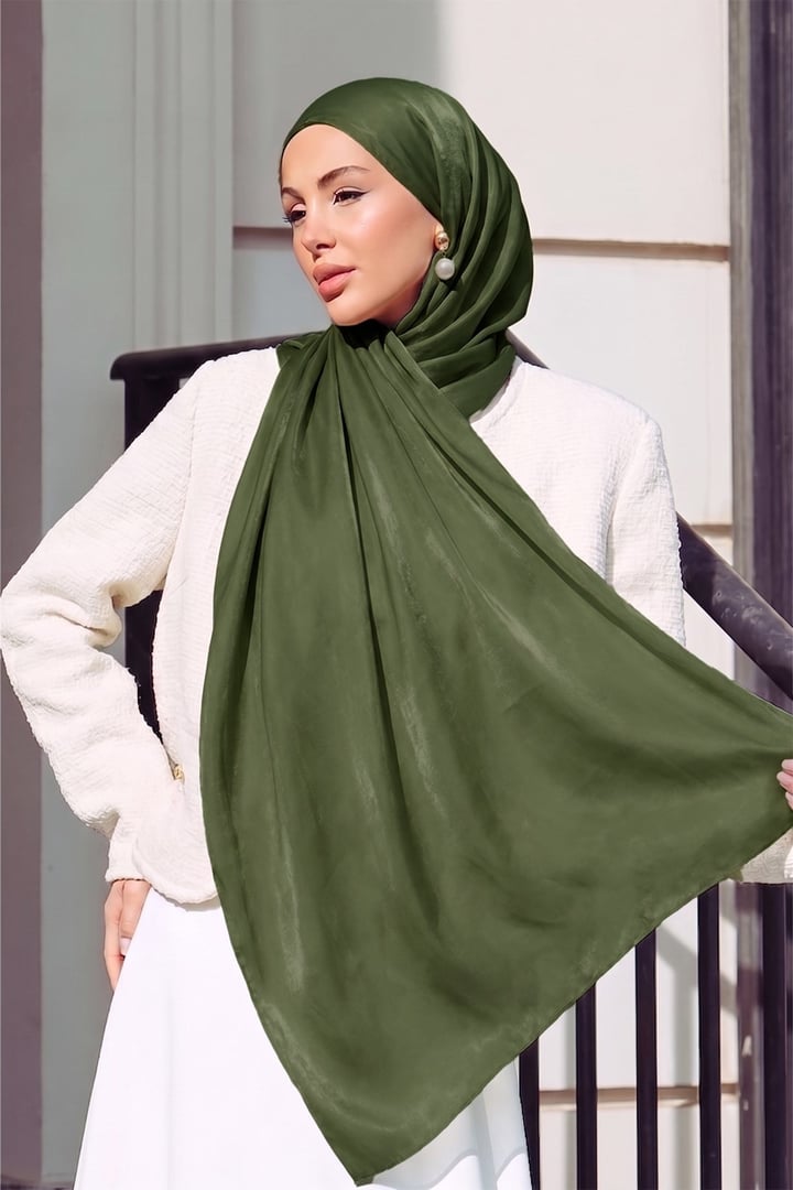 Saten Dokulu Janjanlı Abiye Şal AÇIK YEŞİL 102