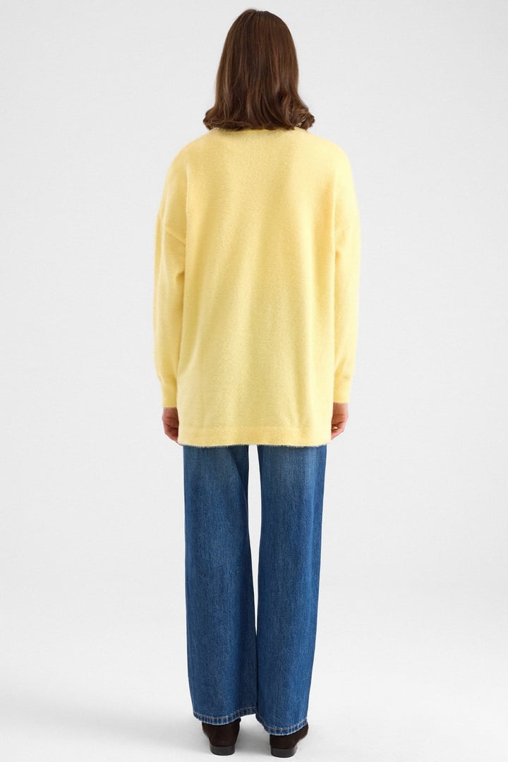 Taş Detaylı Soft Kumaş Oversize Triko Kazak SARI 8290