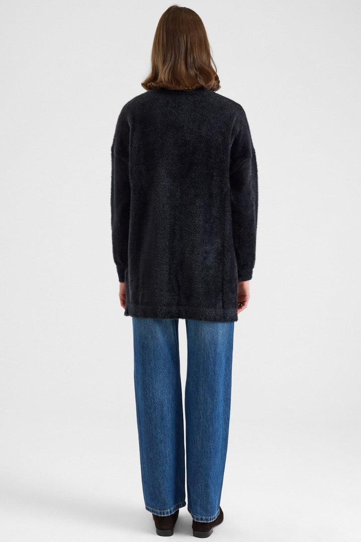 Taş Detaylı Soft Kumaş Oversize Triko Kazak SİYAH 8290