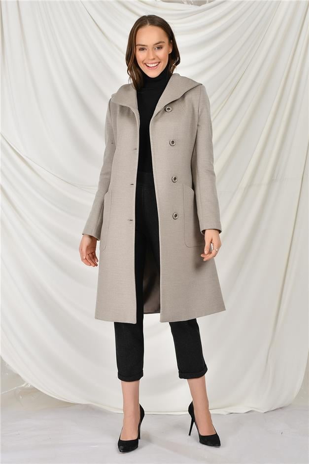 TORBA CEPLİ KAPŞONLU KABAN BEJ 3584