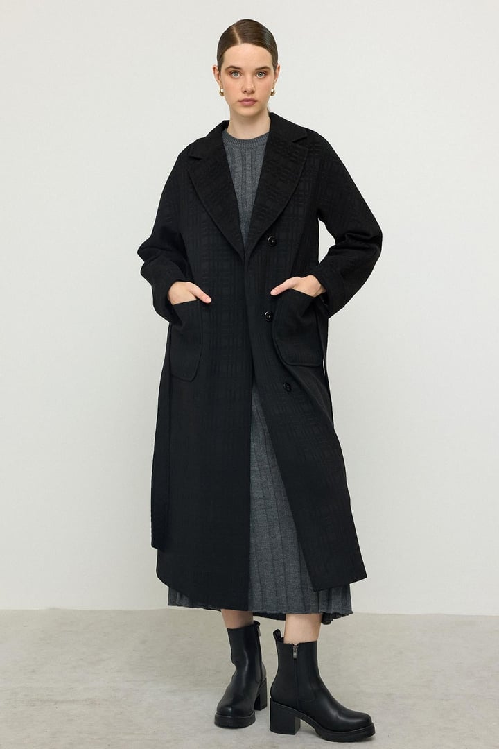 Torba Cepli Kendinden Desenli Oversize Limited Edition Kaban SİYAH 3140