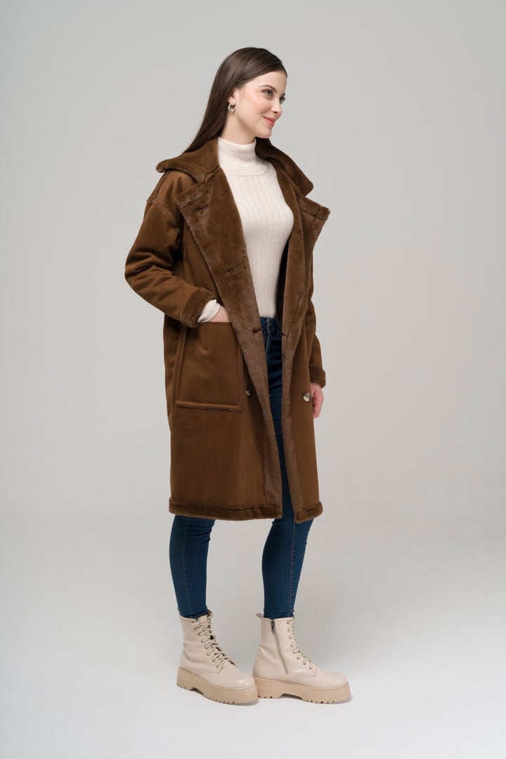 Torba Cepli Kruvaze Süet / Kürk Mont TABA 6496