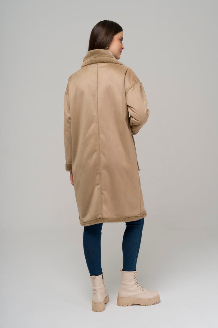 Torba Cepli Kruvaze Süet / Kürk Mont TAŞ 6496