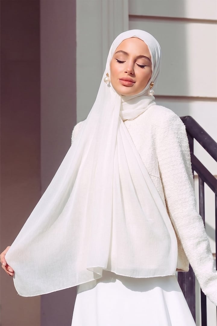 Yoryo İpek Abiye Şal BEYAZ 103