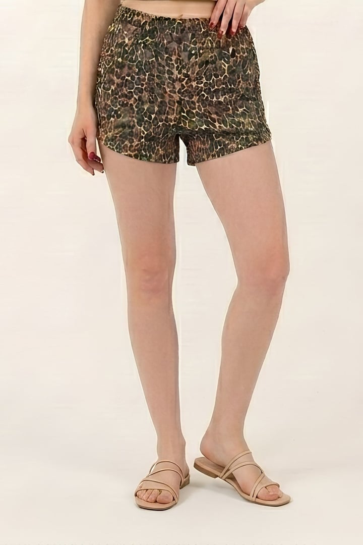 Extra Yumuşak Viskon Şort Home&Beach-Leopar