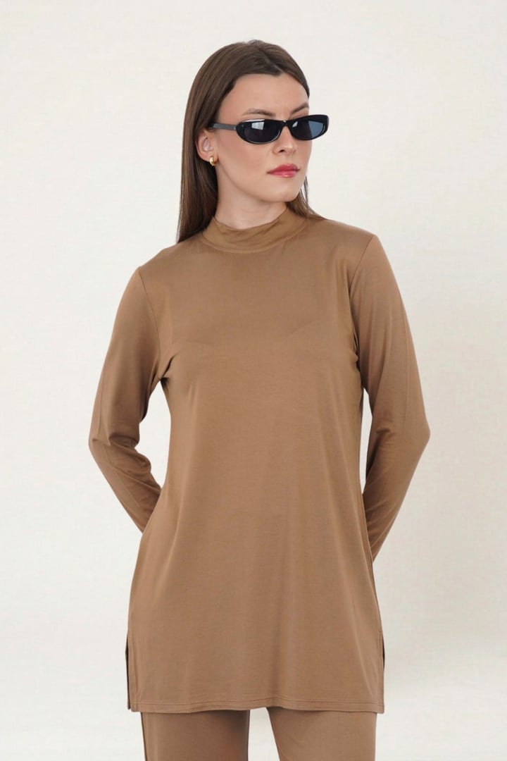 Viskon Dik Yaka Tunik-Tarçın