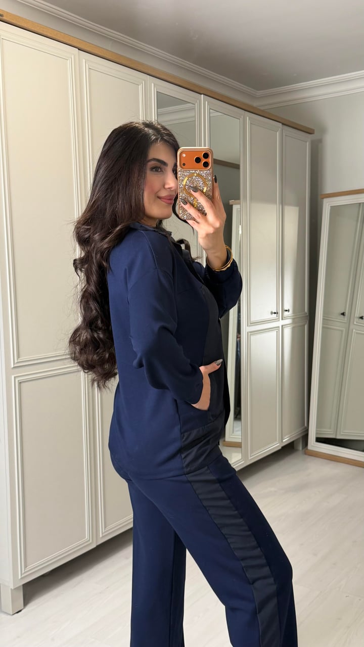 Ages Lacivert Ceketli Paraşüt Detay Modal İkili Takım