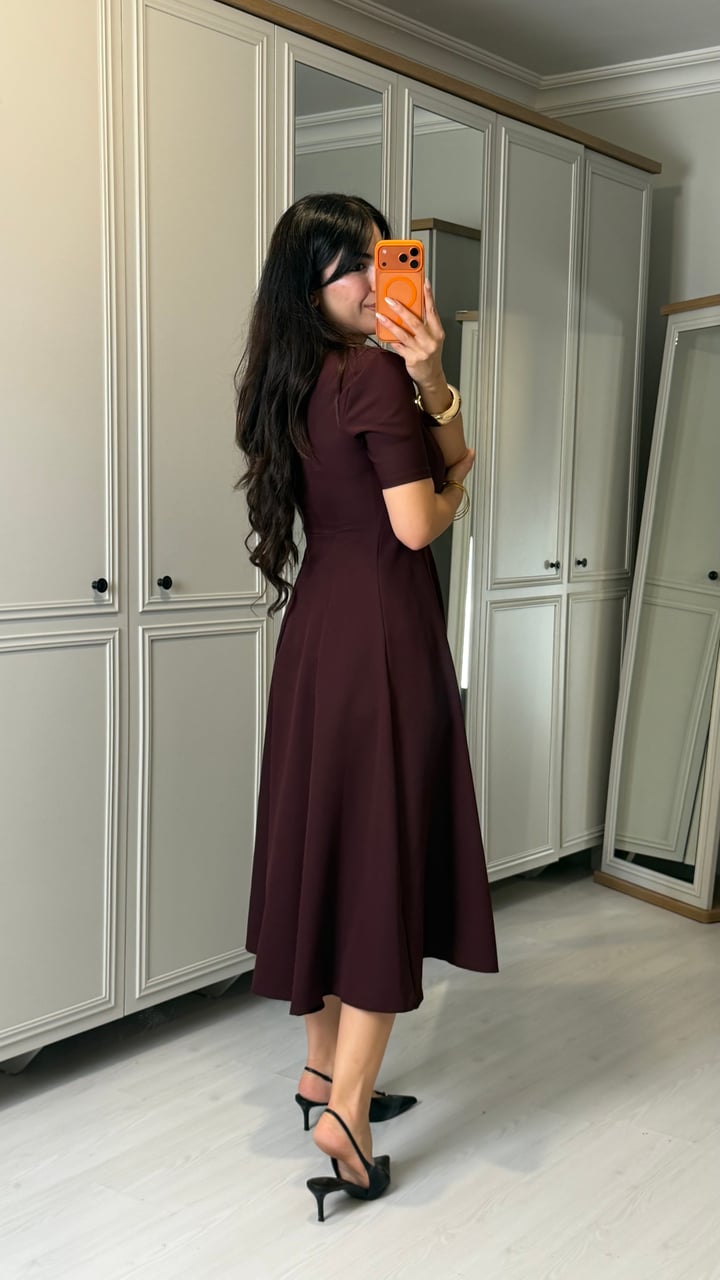 Alize Mürdüm V Yaka Tokalı Elbise