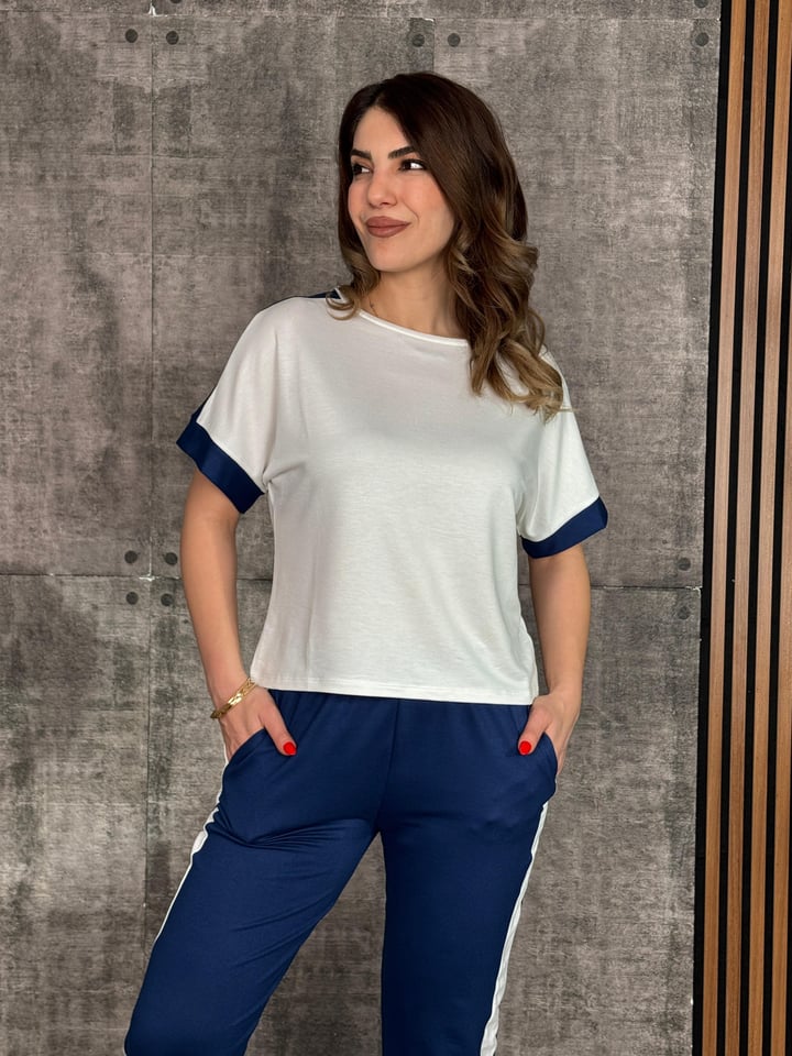 Anny Mavi Şeritli İkili Takım