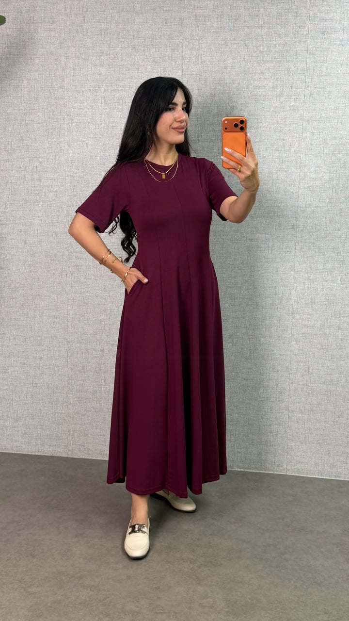 Beliz Bordo A Kesim Maxi Elbise