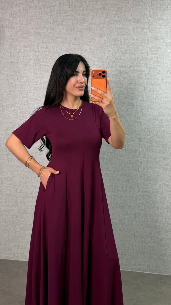 Beliz Bordo A Kesim Maxi Elbise