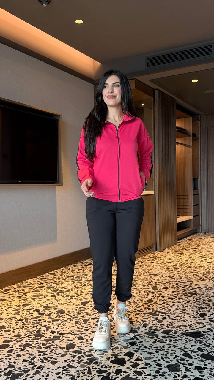 Beny Pembe Fermurlı Şeritli İkili Takım