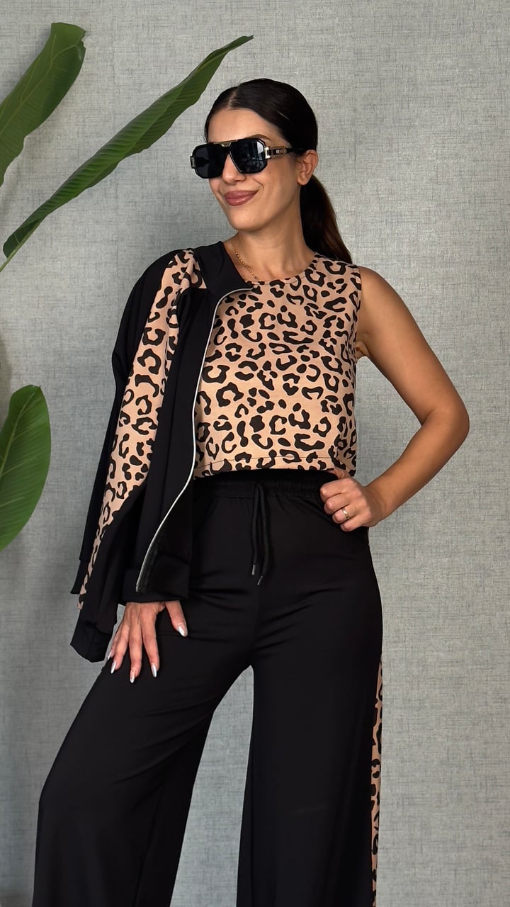 Bety Leopar Desenli Üçlü Takım