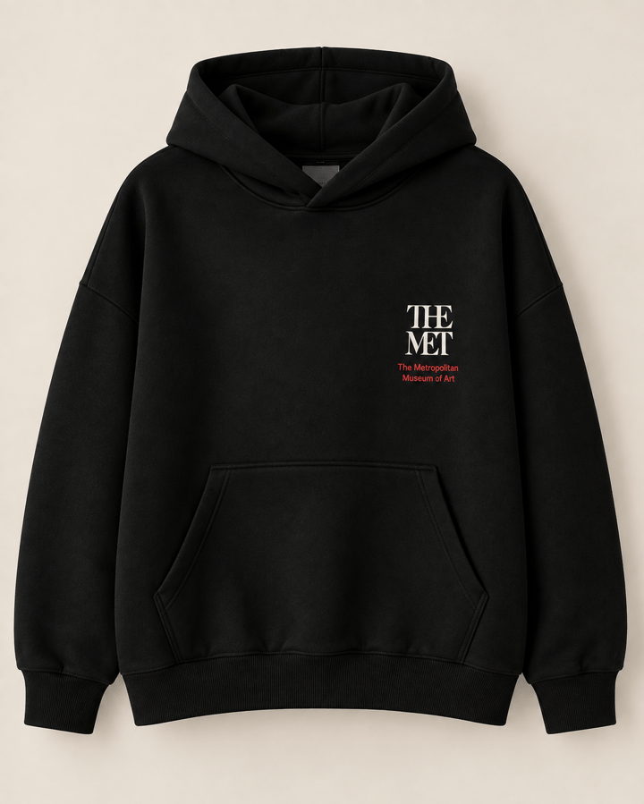 Boem Siyah Baskılı Kapüşonlu Sweatshirt