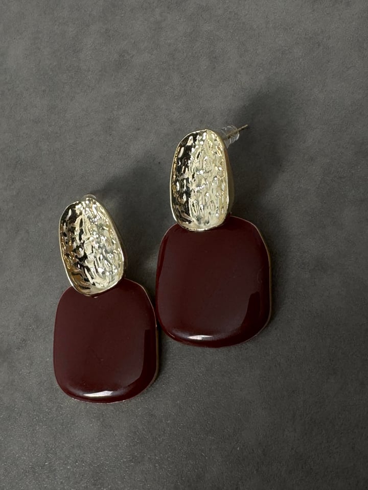 Bordo Gold Kare Küpe