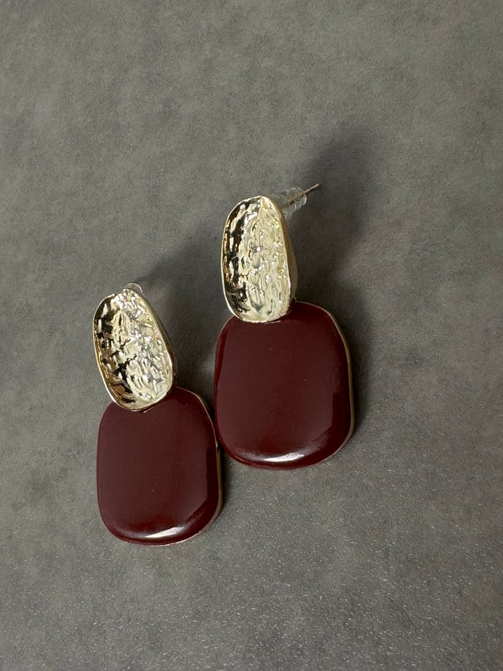 Bordo Gold Kare Küpe
