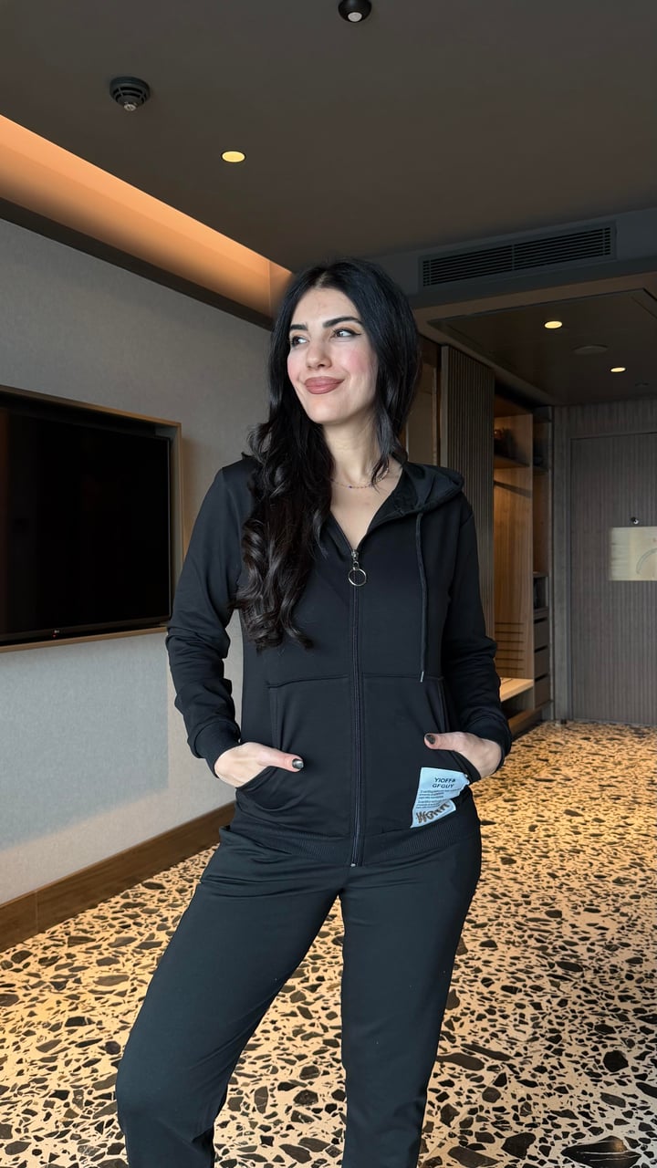 Cary Siyah Fermuarlı Kapüşonlu Sweatshirt