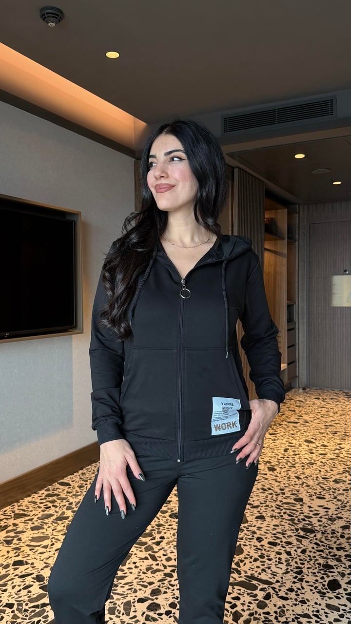Cary Siyah Fermuarlı Kapüşonlu Sweatshirt