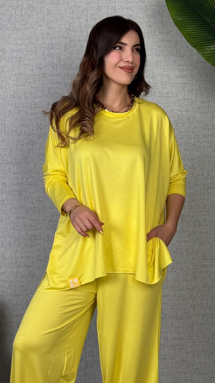 Castel Sarı Oversize  İkili Takım