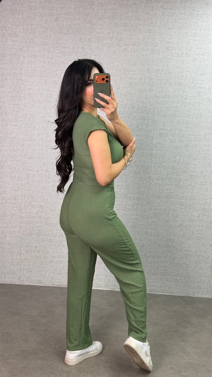 Cedy Yeşil Bubble Yani Büzgülü İkili Takım