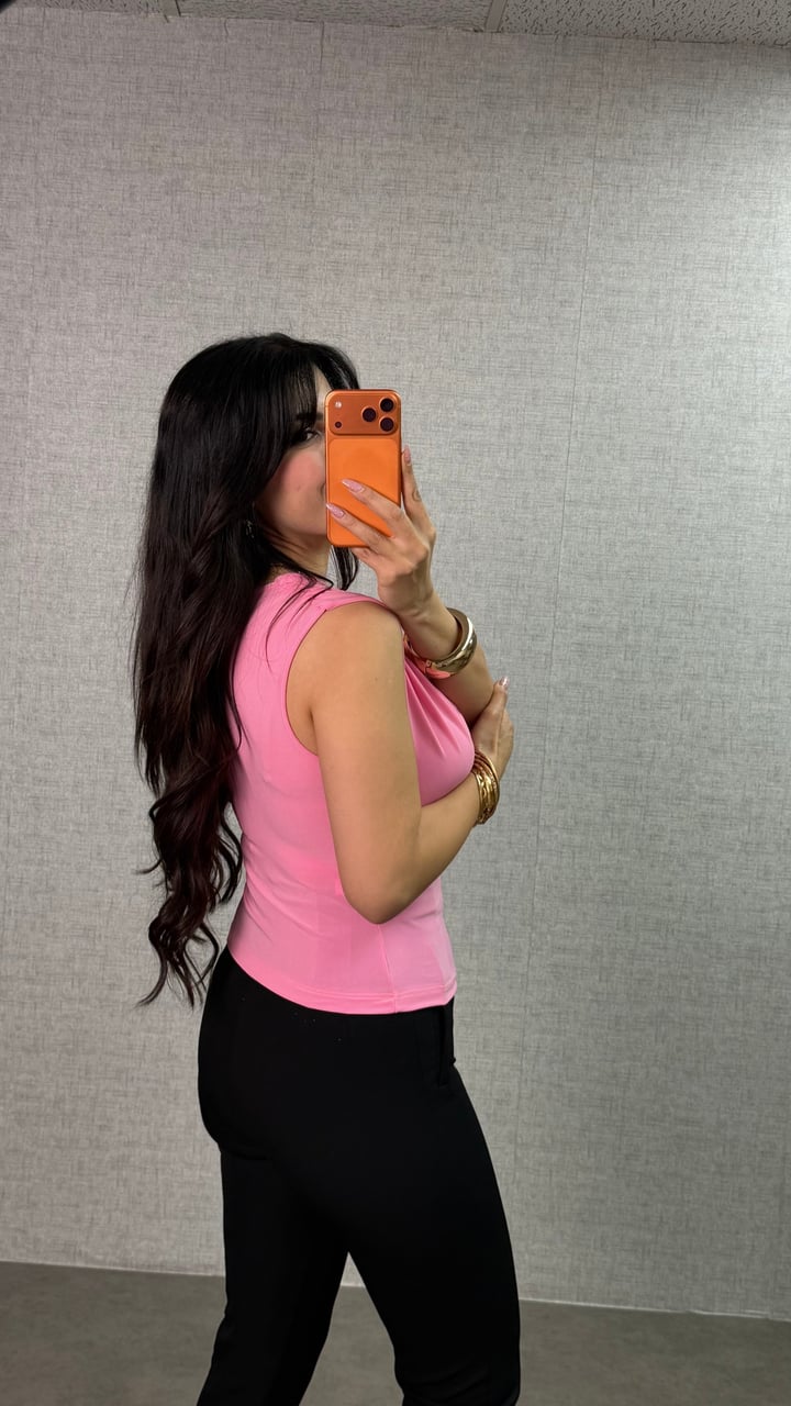 Cely Pembe Omuzu Tokalı Bluz
