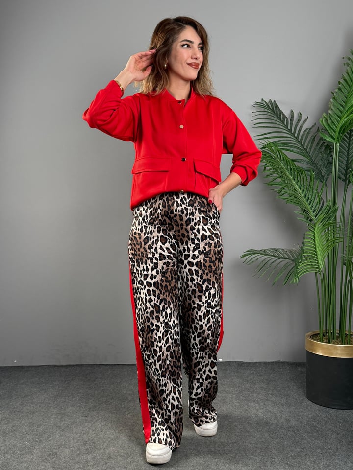 Cholet Leoparlı Kırmızı Şeritli İkili Takım
