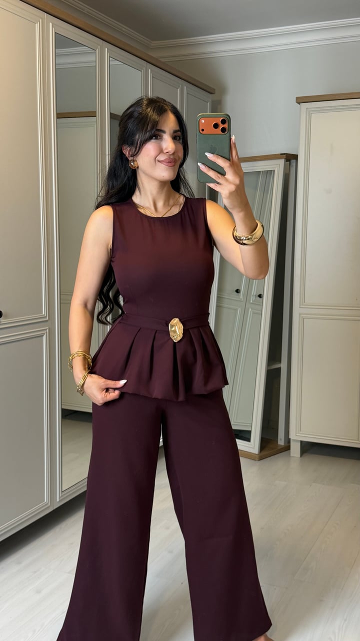 Cidera Mürdüm Gold Aksesuarlı Tulum