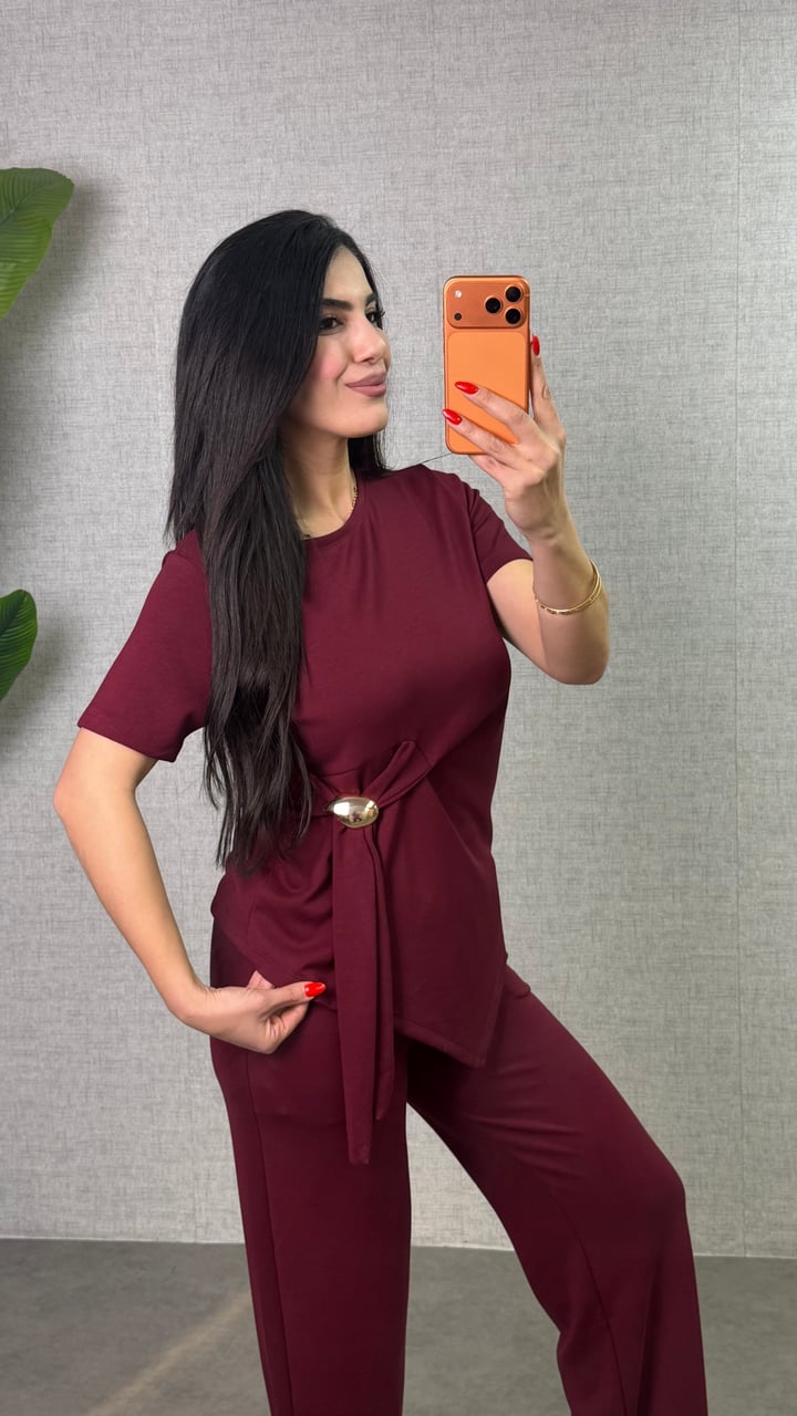 Cinta Bordo Gold Tokalı İkili Takım
