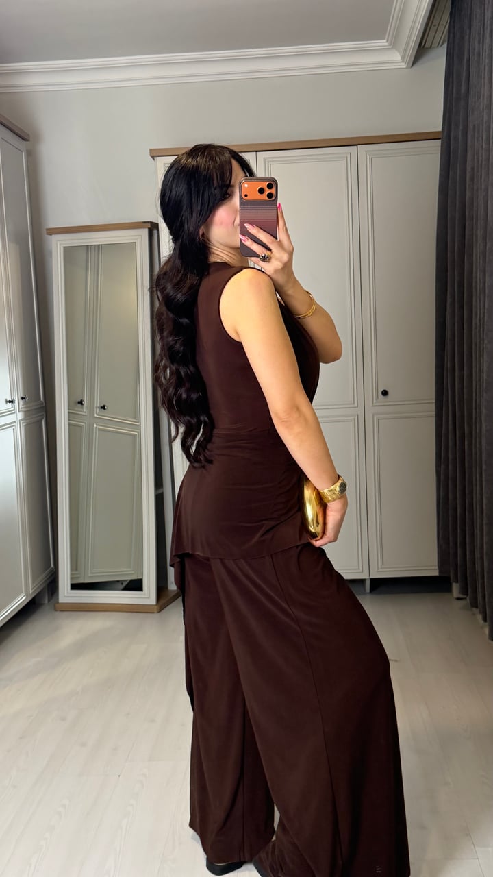 Clop Premium Kahverengi Sandy Bodysuit İkili Takım