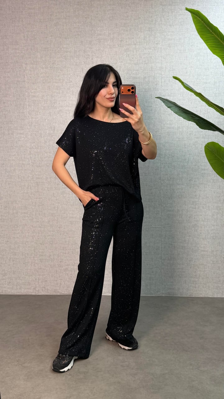 Cosmic Shine Siyah Simli İkili Takım