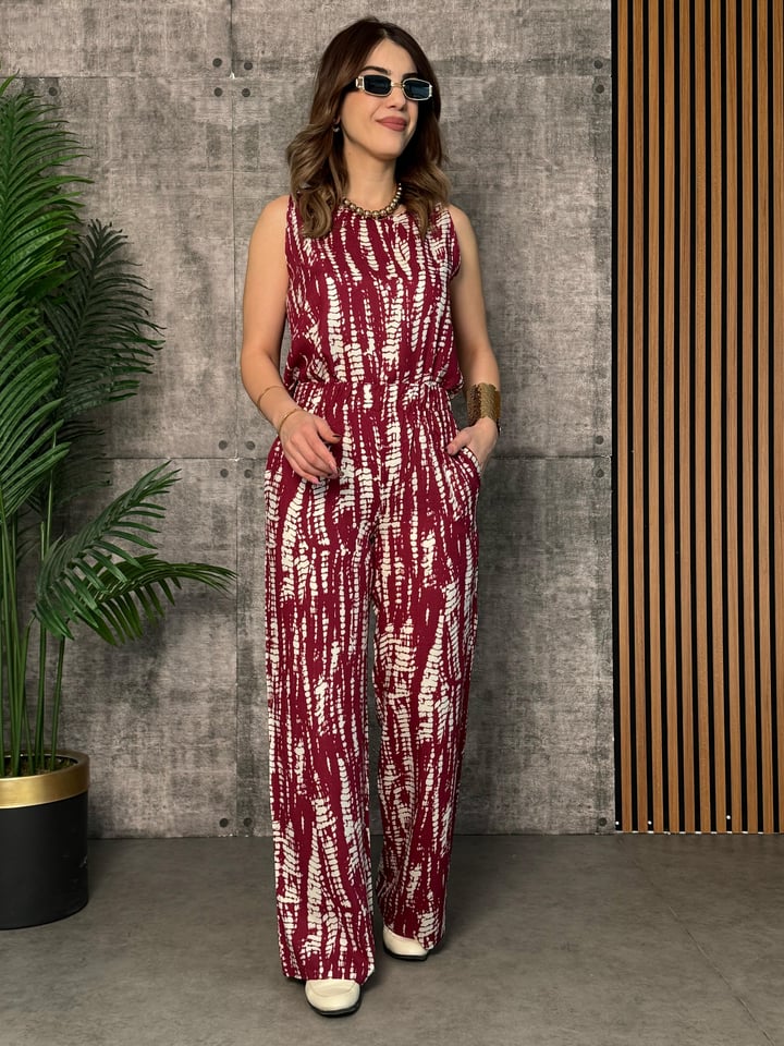 Curly Bordo Desenli İkili Viscon Takım