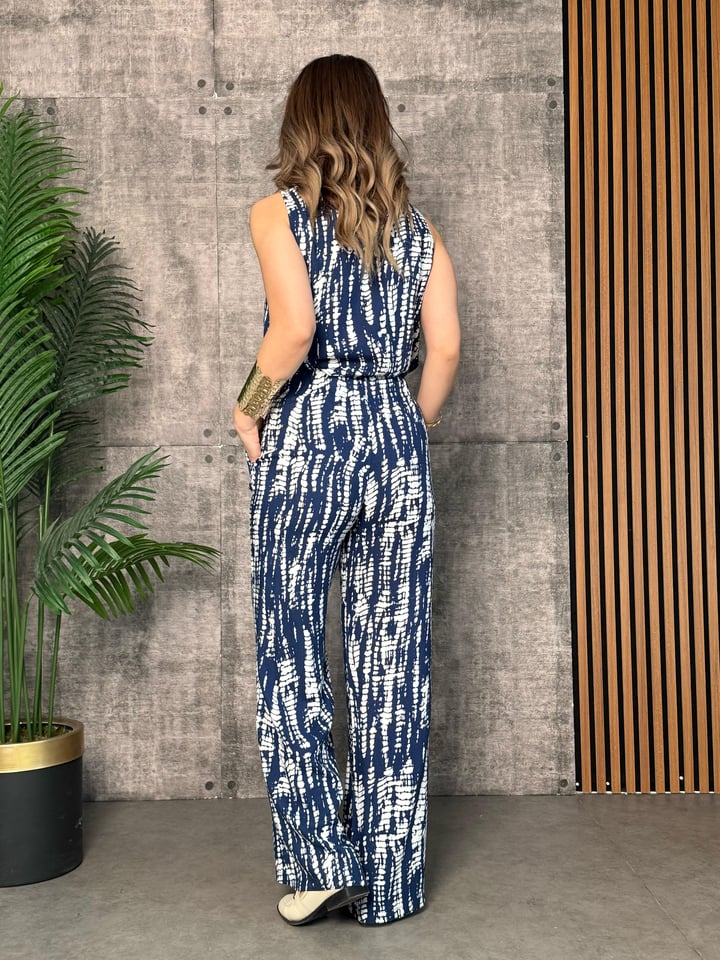 Curly Mavi Desenli İkili Viscon Takım